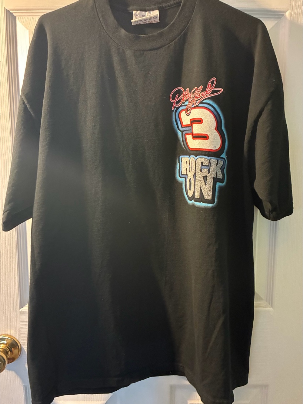 Black 'Rock On' Graphic Tee with Number 3 Vintage 90s Dale Earnhardt #3 Rock On